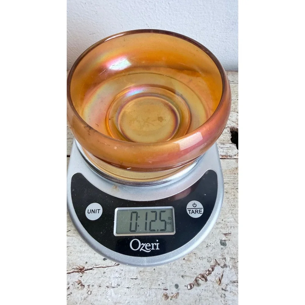 Vintage Marigold Carnival Glass Iridescent Small Round Bowl 5